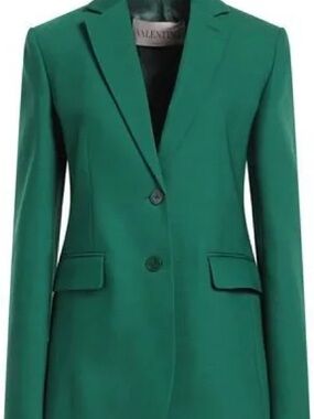 NWT and Hanger Valentino Green Single-Breasted Tailored Blazer and Suit Pants